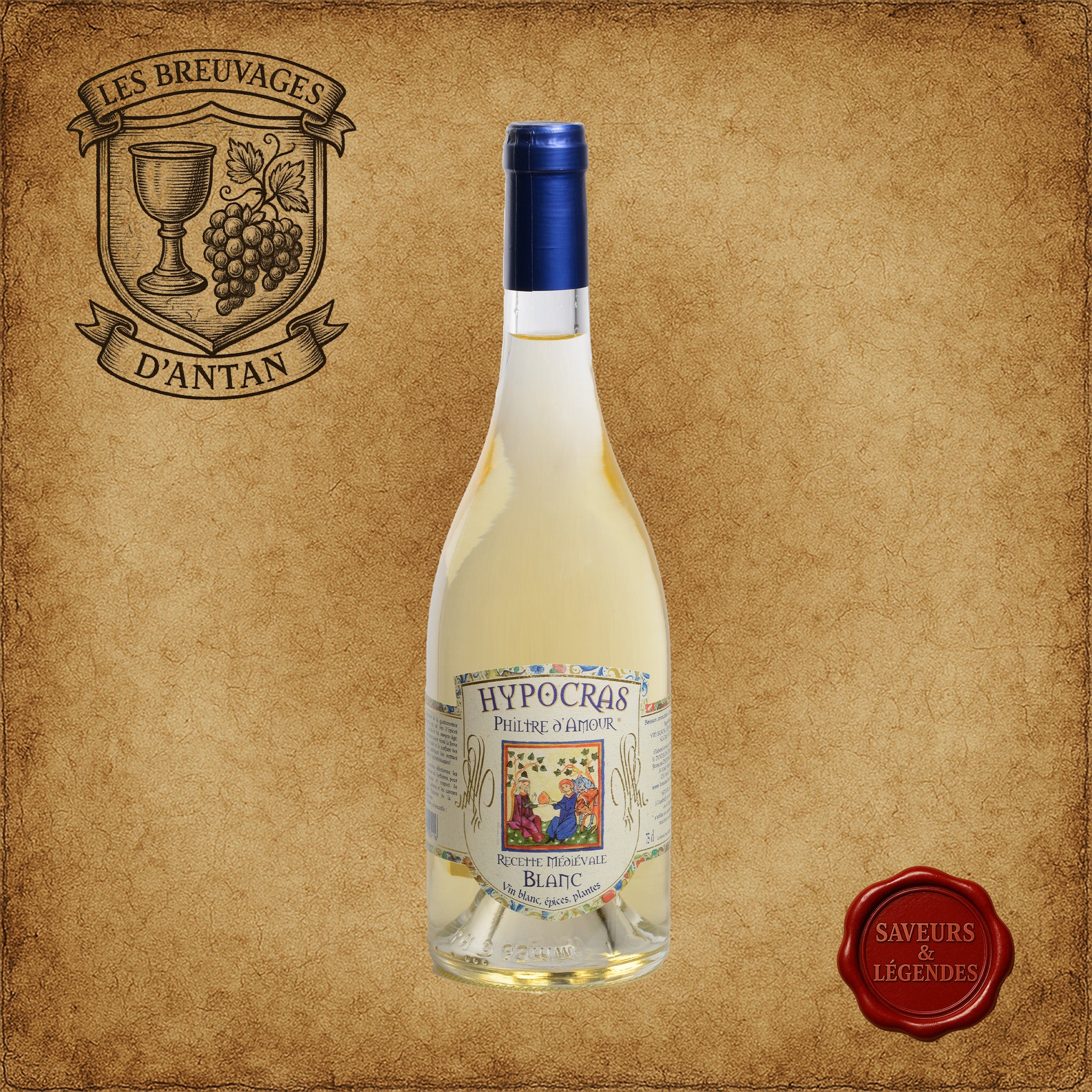 Hypocras "Philtre d'Amour" Bouteille en verre. Blanc